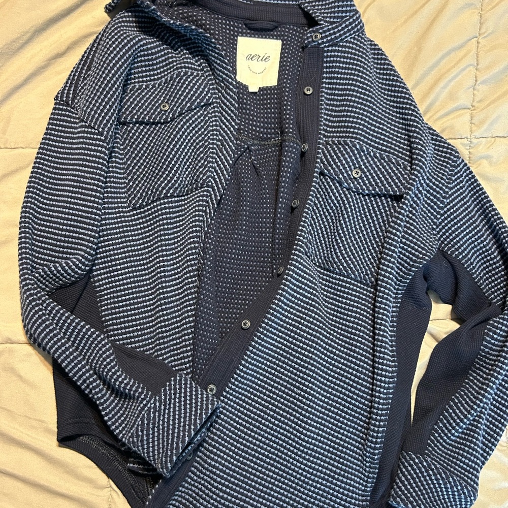 Aerie Striped Navy Cardigan